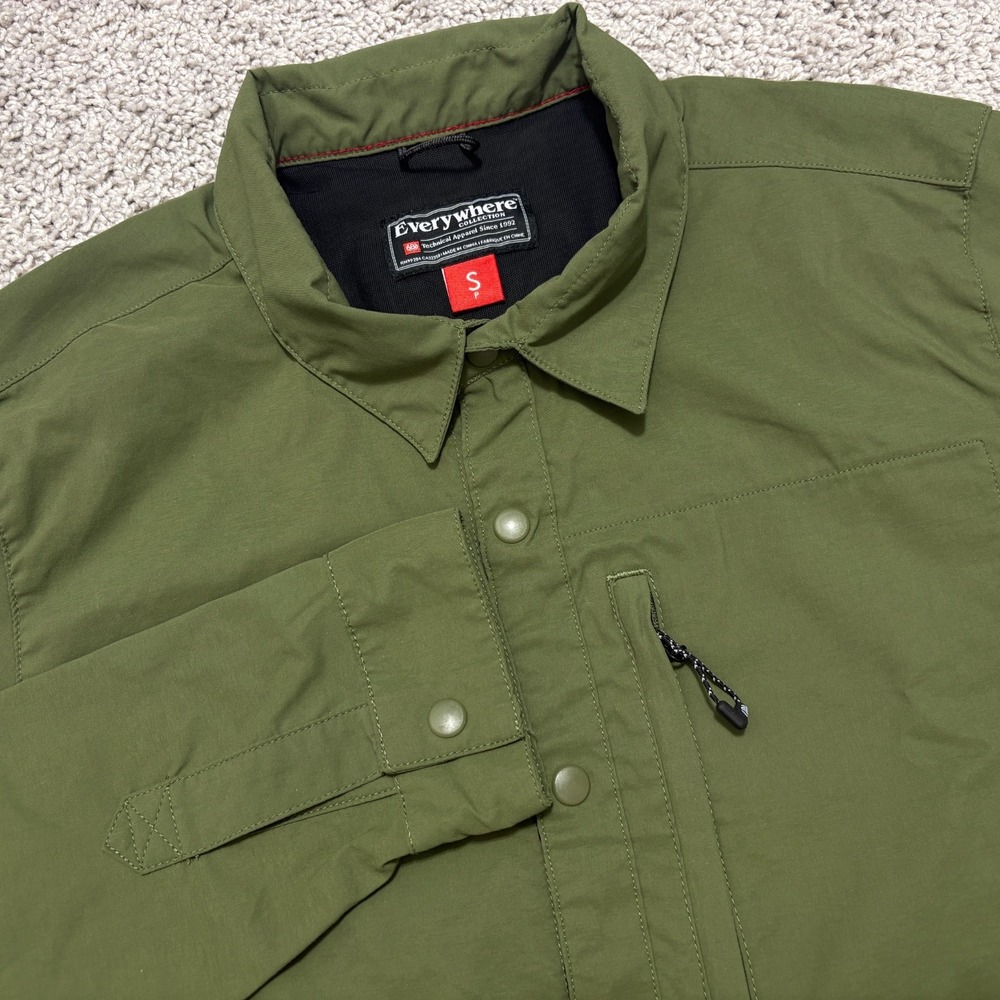 686 Everywhere Snap Up Shirt Green Long Sleeve Technical Zip Pocket Mens Small
